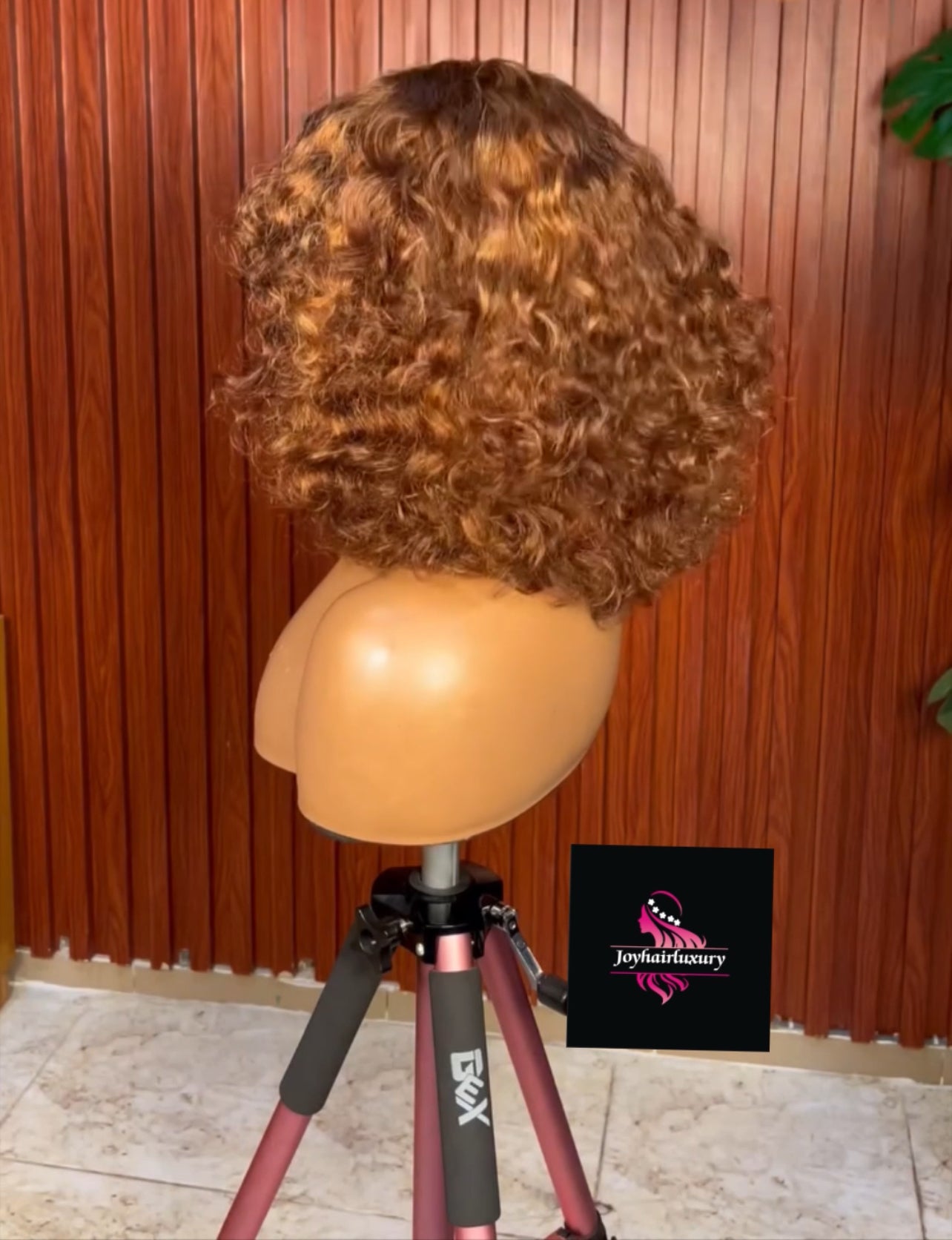 Luxury honey blonde mix sdd mega curly human hair bang wig