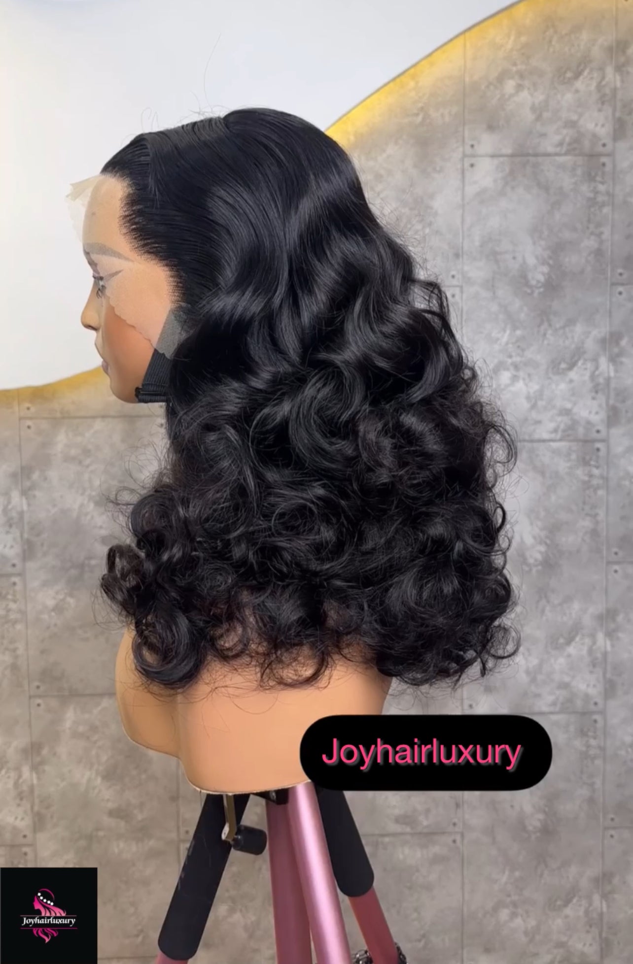 JoyhairLuxury mega wavy bouncy frontal human hair wig